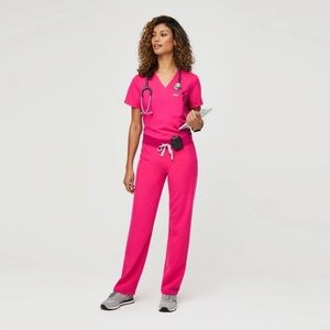 Figs Scrubs Livingston Pants - Shocking Pink - XSP